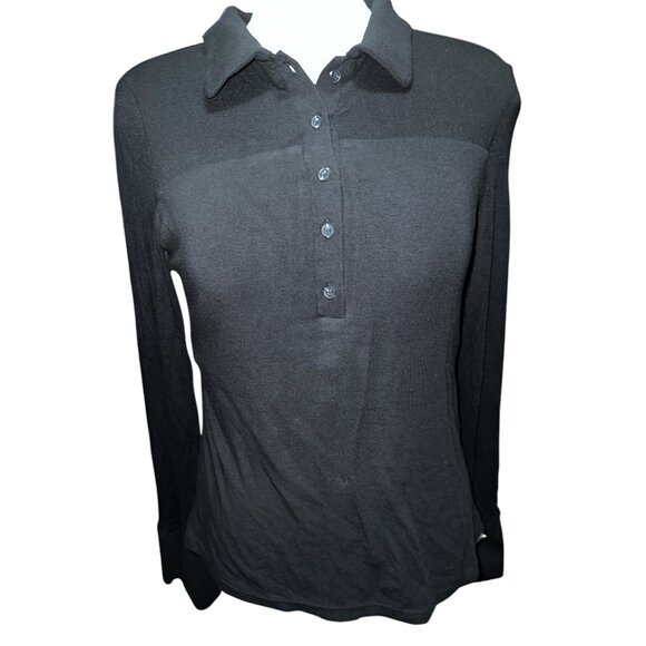 OGL Soft Ribbed Long Sleeve Collared Half Button Cuff Sleeve Blouse Sz XL Womens - Picture 7 of 13